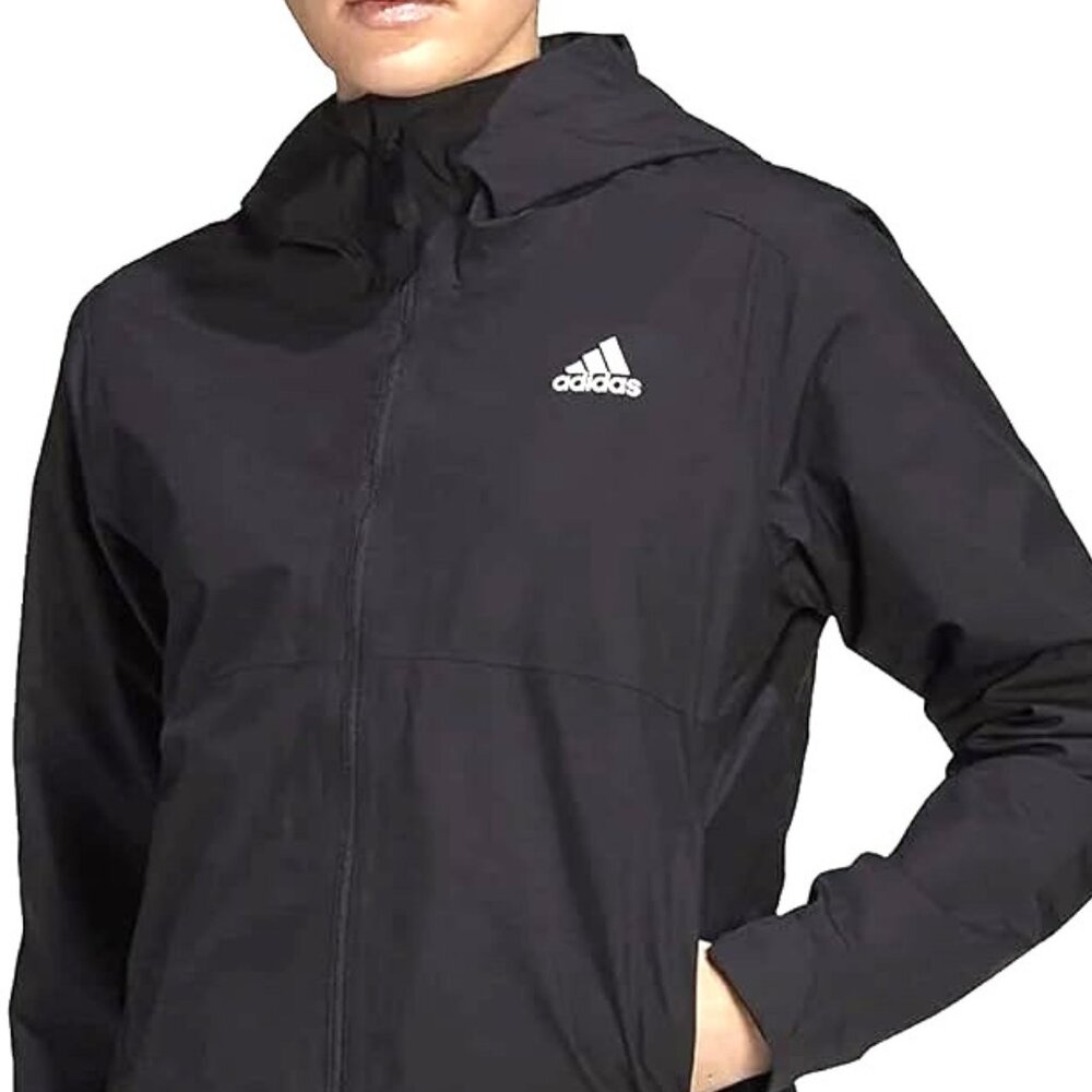 NEW ADIDAS Black Women's 3x Zip-Front, Hooded Jacket w/Zip-Pockets